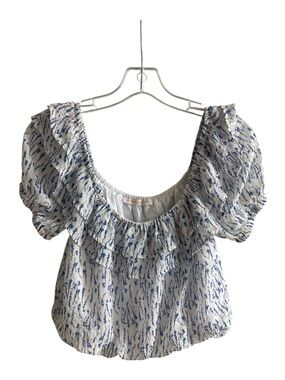Pookie & Sebastian Regency Neckline Coquette Neo-Boho Chic Bubble Hem top